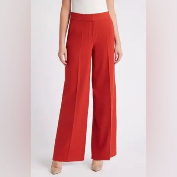 Tahari ASL Women's Wide-Leg Crepe Pants in Red Size 8 - Picture 5 of 11